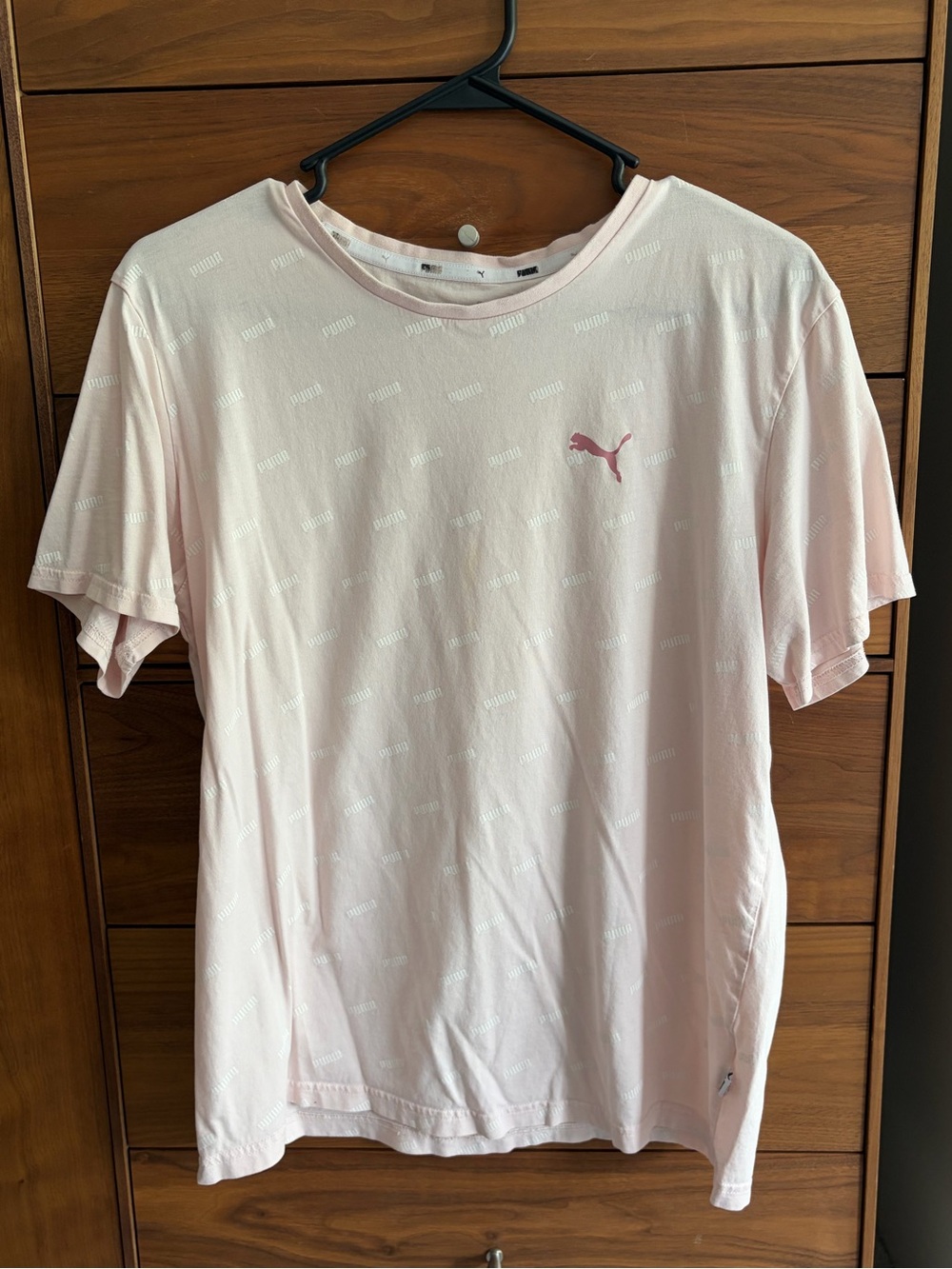 Puma Men's Pale Pink Crew Neck Tee with Logo
